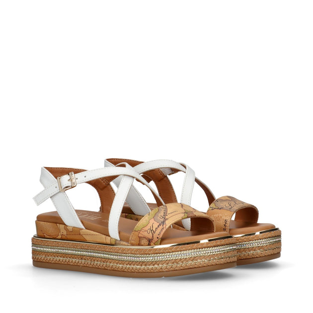 Sandali con dettagli Geo e zeppa con inserti in strass – Elisabet Shop