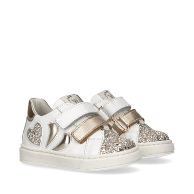 Sneakers da bambina con cuori glitterati chiusura in velcro - Y1A9-43023-0796X048