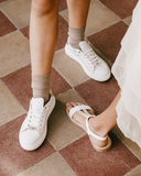 Sneakers da ragazza in pelle con passalacci gioiello