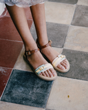 Sandali multicolor in pelle con fibbia