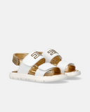 Sandali bianchi da bambina Elisabetta Franchi La mia Bambina con interno dorato, doppio velcro e suola flessibile per il massimo comfort