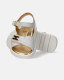 Sandali in pelle da bambina con monogramma oro