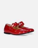 Ballerine da bambina rosse in vernice Elisabetta Franchi La Mia Bambina in pelle con cinturino a strappo e punta tonda.