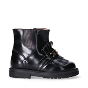 Stivaletti da bambina con frangia e logo EF dorato