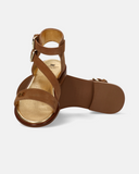 Sandali in pelle con doppie fibbie regolabili e logo