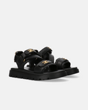 Sandali neri chunky da ragazza Elisabetta Franchi La mia Bambina in pelle con cinturini in velcro e dettagli oro