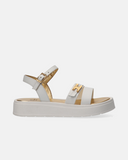 Sandali platform bianchi con monogramma EF dorato