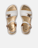 Sandali platform bianchi con monogramma EF dorato
