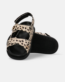 Sandali con stampa animalier e chiusura in velcro