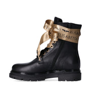 Stivaletti in pelle con doppio laccio in raso logati