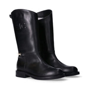 Stivali alti in pelle con logo in rilievo - F4A6-E0449-1251930-