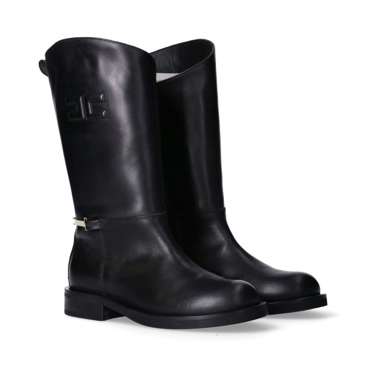 Stivali alti in pelle con logo in rilievo - F4A6-E0449-1251930-