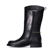 Stivali alti in pelle con logo in rilievo