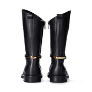 Stivali alti in pelle con logo in rilievo