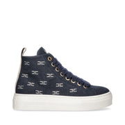 Sneakers alte in denim con applicazioni di strass