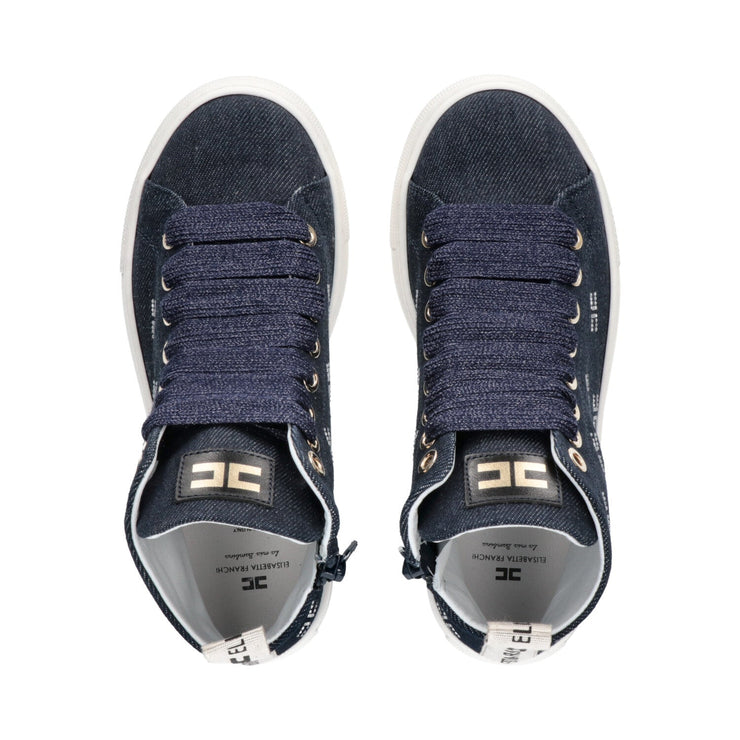 Sneakers alte in denim con applicazioni di strass