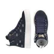 Sneakers alte in denim con applicazioni di strass