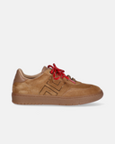 Sneakers ragazza in suede con doppio laccio e logo ricamato