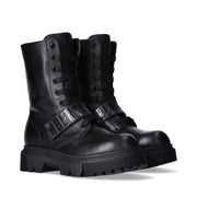 Anfibi alti da ragazza in pelle con logo a contrasto - K4A5-21810-1251999-