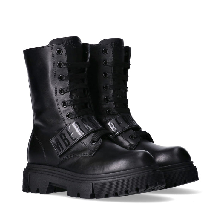 Anfibi alti da ragazza in pelle con logo a contrasto - K4A5-21810-1251999-