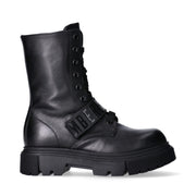 Anfibi alti da ragazza in pelle con logo a contrasto