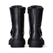 Anfibi alti da ragazza in pelle con logo a contrasto