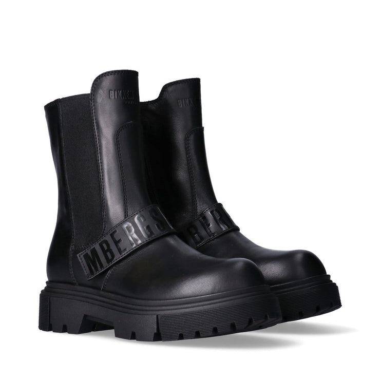 Stivaletti alti in pelle con fascia logo e zip interna - K4A5-21813-1251999-