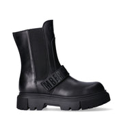 Stivaletti alti in pelle con fascia logata e zip interna