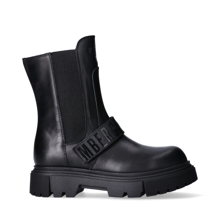 Stivaletti alti in pelle con fascia logata e zip interna