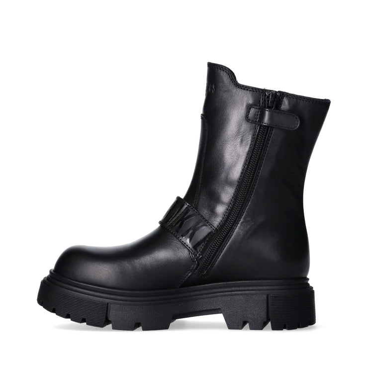 Stivaletti alti in pelle con fascia logata e zip interna