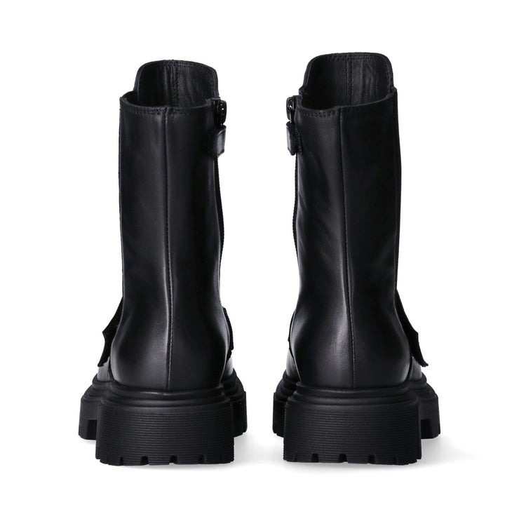 Stivaletti alti in pelle con fascia logata e zip interna