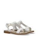 Sandali T-bar in pelle con strass