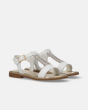 Sandali T-bar in pelle con strass