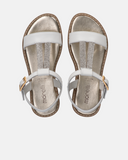 Sandali T-bar in pelle con strass