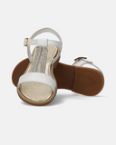 Sandali T-bar in pelle con strass