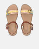 Sandali multicolor in pelle con fibbia