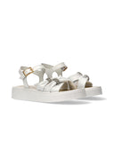 Sandali in pelle con fiocco e strass