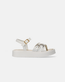 Sandali in pelle con fiocco e strass