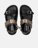 Sandali con velcro e fascia animalier