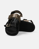 Sandali con velcro e fascia animalier