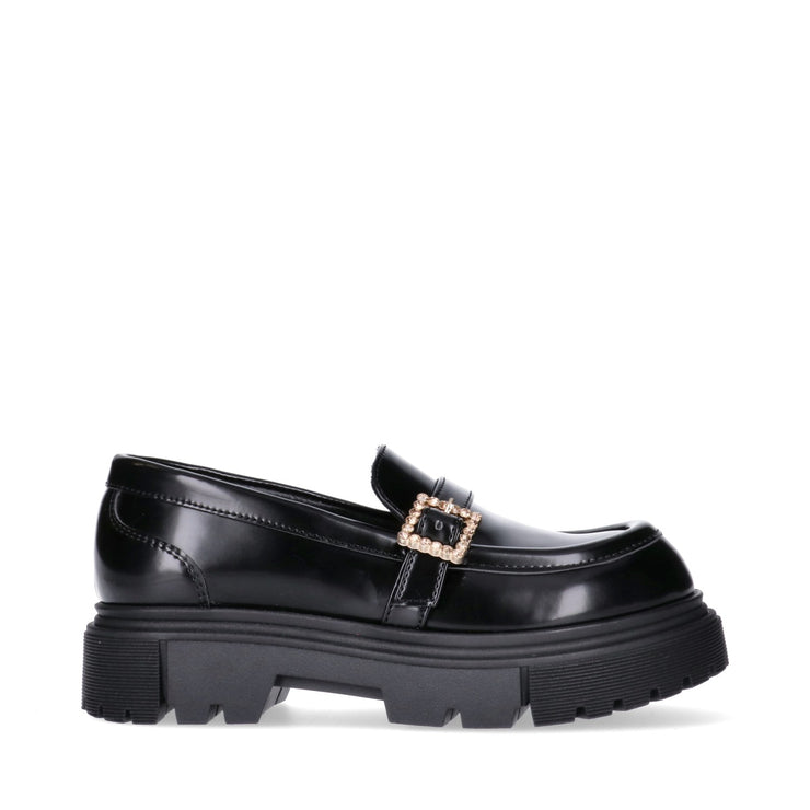 Mocassini da ragazza con fibbia gioiello e suola chunky