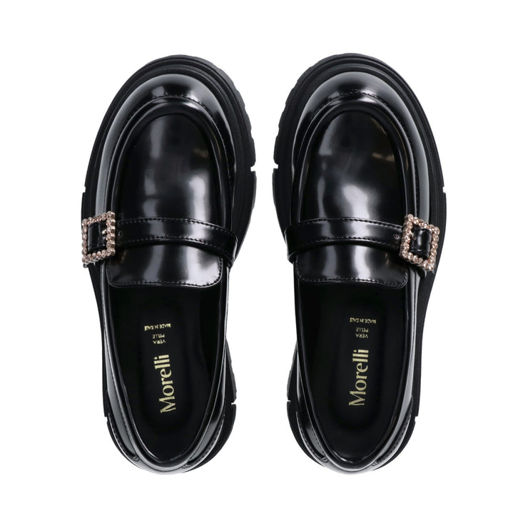 Mocassini da ragazza con fibbia gioiello e suola chunky