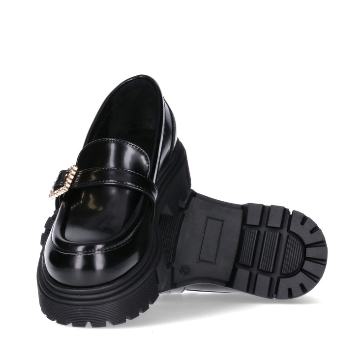 Mocassini da ragazza con fibbia gioiello e suola chunky