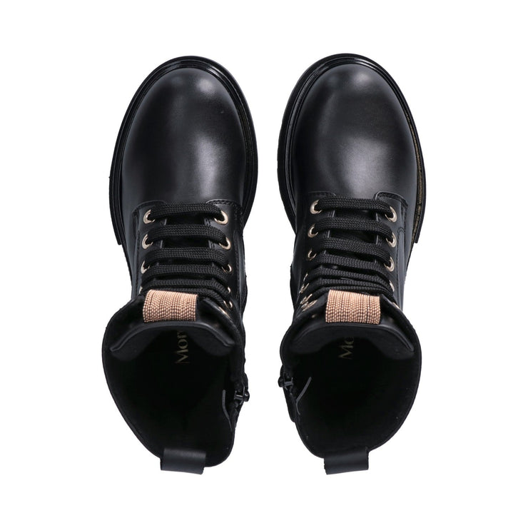 Stivaletti da ragazza con dettaglio in maglia metallica dorata