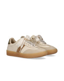 Sneakers in pelle con inserti decorativi e lacci in raso