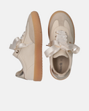 Sneakers in pelle con inserti decorativi e lacci in raso