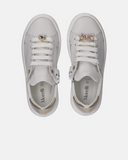 Sneakers da ragazza in pelle con passalacci gioiello
