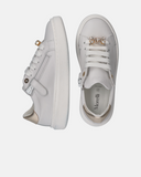 Sneakers da ragazza in pelle con passalacci gioiello