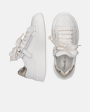 Sneakers in pelle con lacci logati e platform