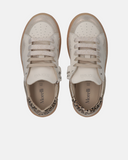 Sneakers in pelle con inserti glitter e dettaglio animalier